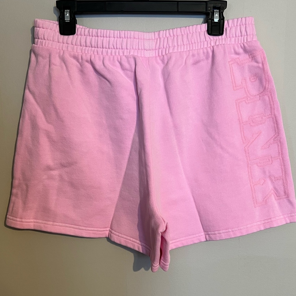 PINK VICTORIA’S SECRET Ivy Fleece Sweat Shorts High Rise Pink Lollipop Logo XL - Picture 4 of 12